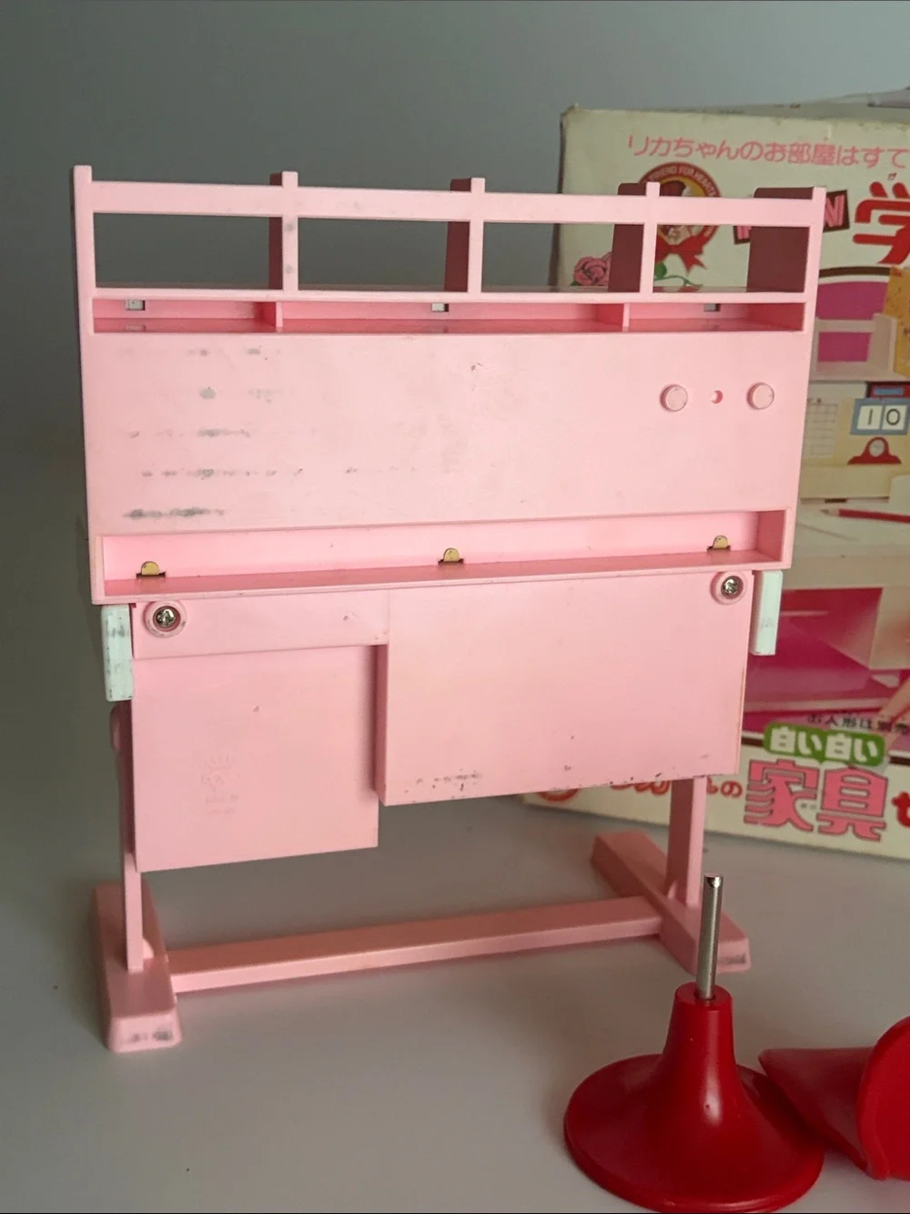 Takara Pink and Red Doll Desk Playset with Cream Drawers